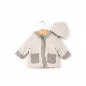 Baby Beige Pea warm jacket with Hood and matching bonnet.